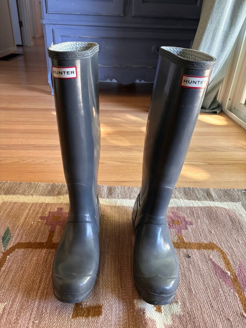 Hunter Original Gloss Tall Rain Boots W23616 Slate Gray UK 7 US M8 EU 40/41